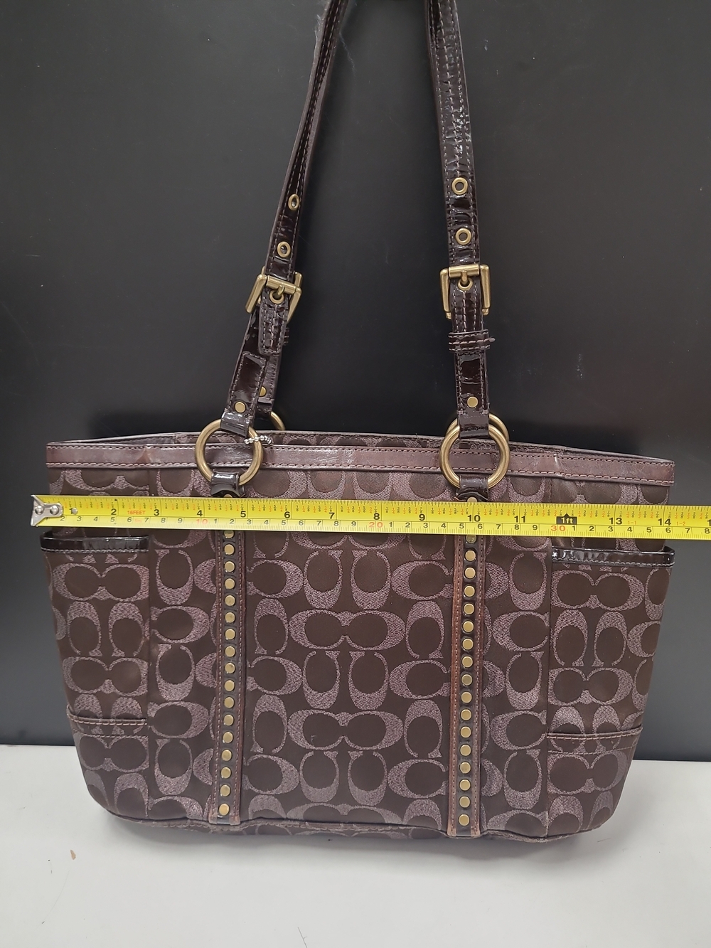 Coach Brown Lurex Jacquard Leather Signature Tote Bag Coach Brown H0867-F12853 - Picture 13 of 16